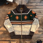 Men's Cardigan Sweater Navajo Style Shawl Collar YKK Zipper Wool Vintage