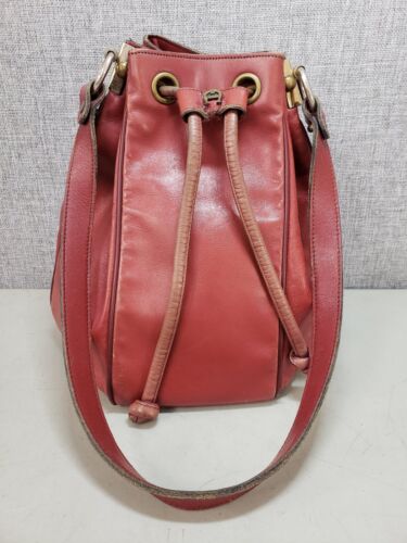 Etienne Aigner Red Leather Drawstring Shoulder Bag