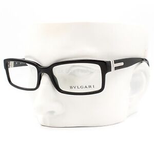 Bvlgari 3014 501 Eyeglasses Glasses Polished Black w/ Silver Logo 54-17-140