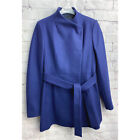 FRENCH CONNECTION Blue Belted Wool & Cashmere Coat Size Uk 6