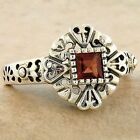 GENUINE GARNET 925 STERLING SILVER ANTIQUE STYLE SOLITAIRE FILIGREE RING    #855