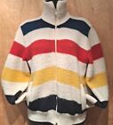 LL Bean Womens S Vintage Hudson Bay Sweater Jacket Striped Full Zip Pockets