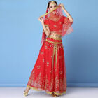 womens Indian Belly Dance Costume Set Dancing Stage Wear Performance Top+Skirt