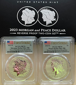 2023-S Reverse Proof $1 Morgan and Peace Dollar 2pc Set PCGS PR70 First Strike