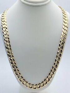 14k Yellow Gold Solid Curb Cuban Link Chain Necklace 24