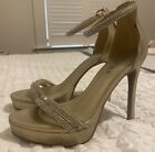 Guess Stiletto Heels Gold with Rhinestone Ankle Strap - Size 6