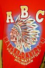 Harley Davidson Indian Chief Head ABC Michigan Graphic Pocket T Shirt Orange XL
