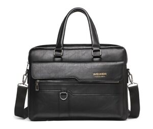 Men's Briefcases Leather Laptop Shoulder Bag Portable Business Messenger Bag