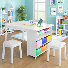 Modern Kids' Art Table and Chair Set, Wooden Drawing and Painting Desk and Chair