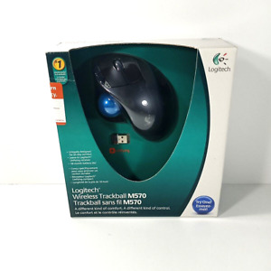 Logitech M570 Wireless Trackball Mouse Four Buttons Scroll Black/Blue New Sealed