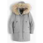 J. Crew Chateau Parka Italian Wool Stadium Cloth Coat Fur Hood B3901 Gray 00
