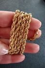 10K YELLOW LARGE ROPE NECKLACE 25 INCHES LONG 22.6 GRAMS FROM ITALY UNISEX
