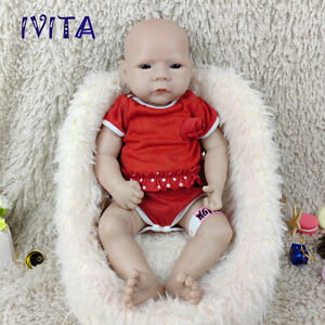IVITA 18'' Soft Silicone Reborn Baby 6.6lbs Lifelike Handmade Silicone Girl Doll