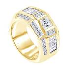 3.53 Ct Princess & Baguette 14K Yellow Gold Plated Silver Mens Wedding Band Ring