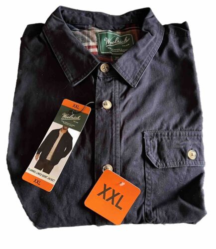 Woolrich Flannel Lined Shirt Jacket Mens XXL Blue Shacket Pockets New
