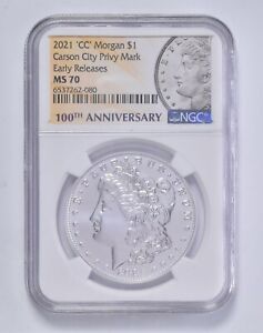 2021-CC MS70 Carson City Privy MORGAN SILVER DOLLAR NGC MS 70 ER Early Release