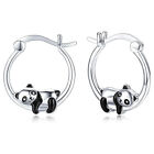 Cute Panda Girls Jewelry 925 Silver Hoop Earring for Women Party Gift A Pair