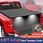 5.7/5.8FT 4-Fold Hard Tonneau Cover For 2009-2024 Ram 1500 Truck Bed w/ LED Lamp