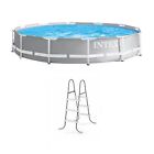 Intex 12 Foot Prism Frame Above Ground Swimming Pool with Pump & Pool Ladder