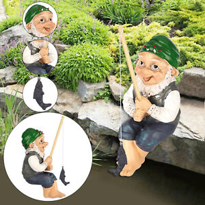 Garden Resin Fishing Gnomes Dwarfs Statue Sculpture Yard Ornament Outdoor Decor