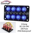 8 Gang LED Circuit Toggle Switch Panel ON/OFF Waterproof for RV Car Marine Boat