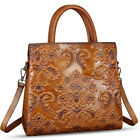 Genuine Leather Women Emboss Vintage Tote Bag Shoulder Bag Crossbody Bag Handbag