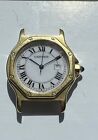 Cartier Santos Automatic Octagon Watch 18K Yellow Gold Enamel Dial Midsize