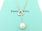 TIFFANY & CO Sterling Silver Open Heart Pearl Lariat Necklace RRP AU$ 1100