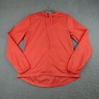Reebok Windbreaker Jacket Womens Small Orange Full Zip Hooded Pockets Running*