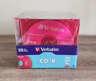 Verbatim 25 Pk Colors CD-R Blank Disks 80 Min 700 mb 52x Speed Super Slim Cases