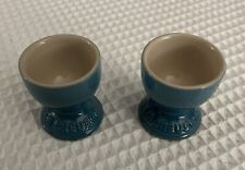 Le Creuset Footed Egg Cups Blue Vintage French Set Of 2 Collectible Kitchen