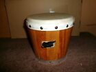 VTG ZIM GAR HAND DRUM BONGO CARVED WOOD LEATHER MEXICO MUSICAL INSTRUMENT As Is