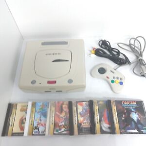 Sega Saturn  white Console Japanese system bundle with 6 games tested 0404