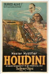 Houdini Burried Alive, c 1926 Advertisement Egypt Sphinx Magic - Modern Postcard