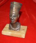 vtg Bronze Egyptian Queen NEFERTITI  Figurine on onyx Base 5