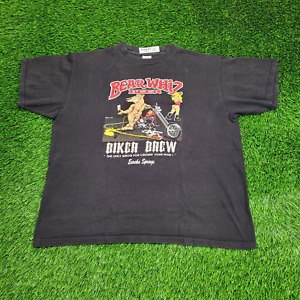 Vintage 1990 Funny Witty Biker Bear Peeing Shirt 2XL-Short 25x27 Black Bear-Whiz