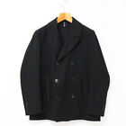 Dior Homme Linen Cotton Double Jacket Men Size 44 Pea Coat Spring Black Made I