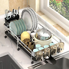 Kitchen Dish Drying Rack Drainer Stainless Steel with Drainboard Rotatable