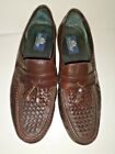 Stafford Shoes Men’s Sz 12D Leather Loafers w/ Top Diagonal Weave, Tassel, Brown
