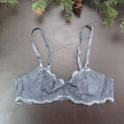 Victoria's Secret Bra 36C Gray Lace Unlined Underwire Adjustable Clasp Back