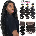 10A Human Hair Body Wave Bundles with Closure 13*4 Lace Frontal Remy Virgin Hair