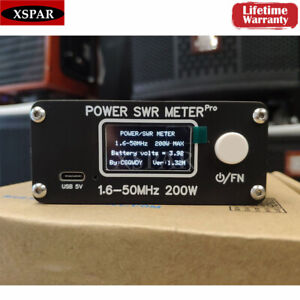 200W Power SWR Meter Pro 1.6-50MHz HF PWR SWR Meter with 1.29 Inch OLED Display