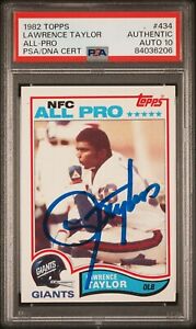 1982 Topps Lawrence Taylor SIGNED #434 RC Rookie Card NY Giants PSA 10 AUTOGRAPH