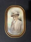 Antique Portrait of Man, Hand Colored, Hand Tinted Photo, Framed, Bubble Glass