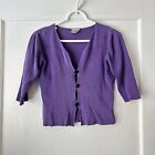 Vintage Clio Womens Cropped Fitted V Neck Cardigan Knit  Size Medium Purple