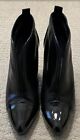 Via Spiga Women’s Black Leather/Patent Combination Ankle Boots | 9.5M