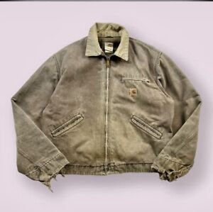 Vintage Sun Faded Carhartt Detroit Work Jacket 90s Size Large J97CHT Distressed