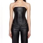 Miaou black Gemini faux vegan leather corset NWT