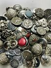 Antique Vintage Large Lot Of Mostly White Metal Buttons Pictures Etc