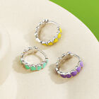 Cute Women 925 Silver Plated Hoop Earrings Gifts Heart Shaped Jewelry A Pair/set